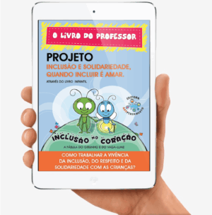 livro infantil Inclusão no Coração, mostrando o grilinho e o vaga-lume juntos, destacando respeito às diferenças e inclusão na infância