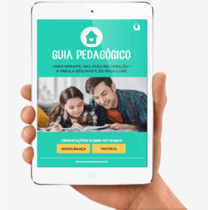 livro infantil Inclusão no Coração, mostrando o grilinho e o vaga-lume juntos, destacando respeito às diferenças e inclusão na infância
