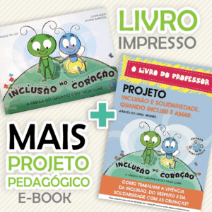 livro infantil Inclusão no Coração, mostrando o grilinho e o vaga-lume juntos, destacando respeito às diferenças e inclusão na infância