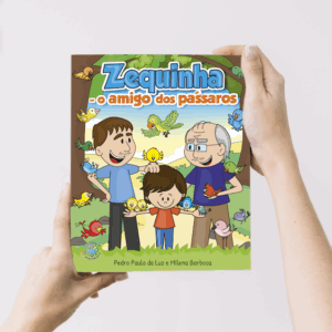 ivro infantil Zequinha, mostrando uma criança interagindo com colegas, abordando inclusão, respeito e amizade